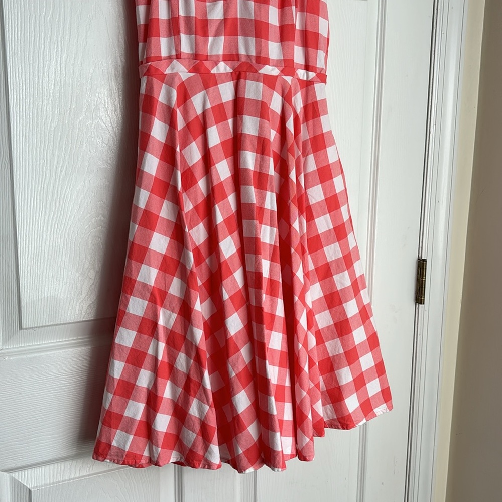 Pink Gingham Midi Dress with Tie Straps - Picture 4 of 16
